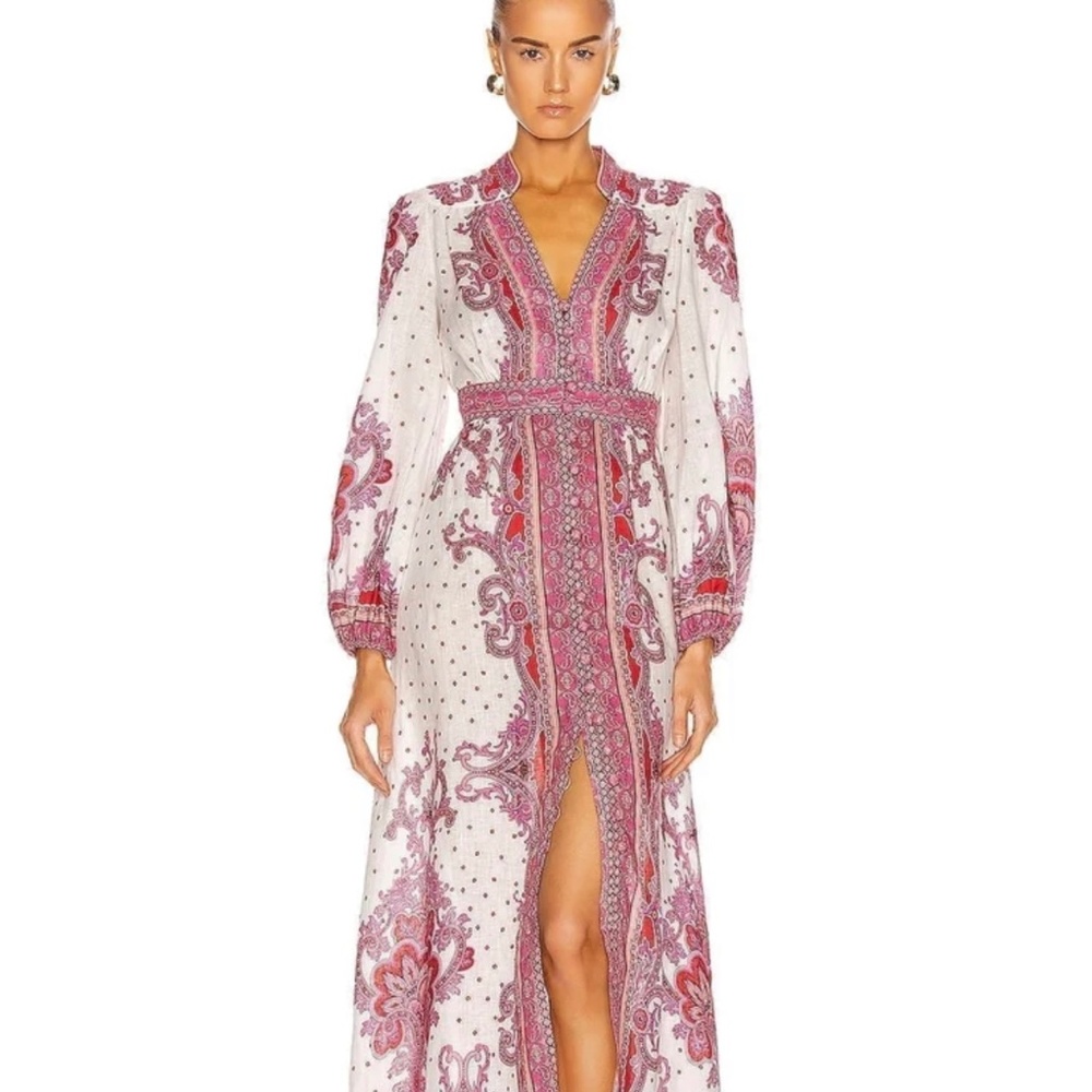 Zimmermann White and Pink Paisley Maxi Dress